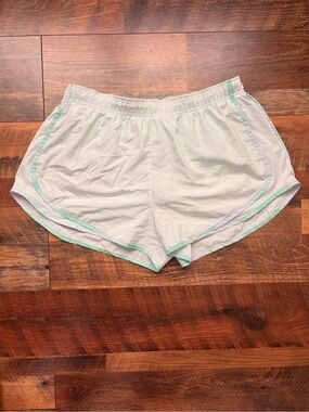 Nike Women's light green/blue Dri-Fit Running Shorts with tie-dye Trim